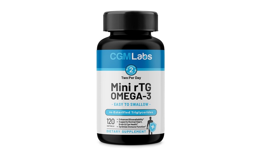 rTG Omega 3 Fish Oil Dietary Supplement - høy absorpsjon og hurtigvirkende, Burpless Fish Oil Supplement fra Anchovy. re-esterifisert triglycerid m/EPA & DHA (som rTG) 960mg - 120 Softgels av CGM Labs