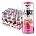 Optimum ernæring Amino energi Sparkling Hydration Drink, Elektrolytter, Koffein, Aminosyrer, BCAA, Sukkerfri, Vannmelon, 12 Fl Oz, 12 Pack (Packing May Vary)