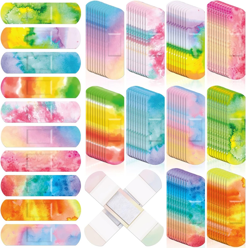 Lounsweer 120 stk Kids Bandages Bulk Tie Dye Pastel Farget Bandages for Kid Søt Vanntett Fleksibel slipe pustende omsorg for barn baby Toddler Cut Scrapes Sår Burn, 10 stil (Tie Dye)