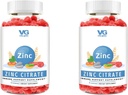 VITA GLOBE Sink Citrate Gummies – 50mg Daily Zink Supplement | Immunsystem og hud helse støtte | Vegan, ikke-GMO Chewable Gummy Vitaminer for voksne og barn – 96 Count (pakke med 2)