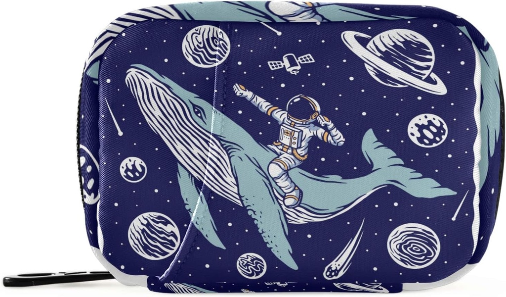 Galaxy Whale Astronaut Pille Box 7 dagers Pille Veske Reise Pille Organizer Veske med glidelås Portable Weekly Case Compact Størrelse for vitamin Supplement Holder