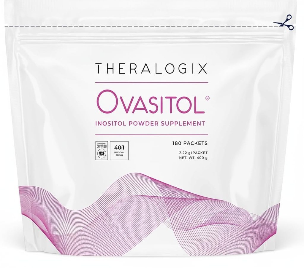 Theralogix Ovasitol Inositol Powder Packets - 90-dagers Supply - Myo-Inositol & D-Chiro Inositol for hormonbalanse & ovarian funksjonsstøtte* - NSF-sertifisert - 180 Pakninger
