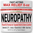 Neuropathy Relief Cream - Rask fungerende Max relief for føtter hender ben tå - Ultra styrke Menthol, Arnica, Aloe Vera, MSM, naturlig beroligende nerve relief - Ekstra stor 8 oz