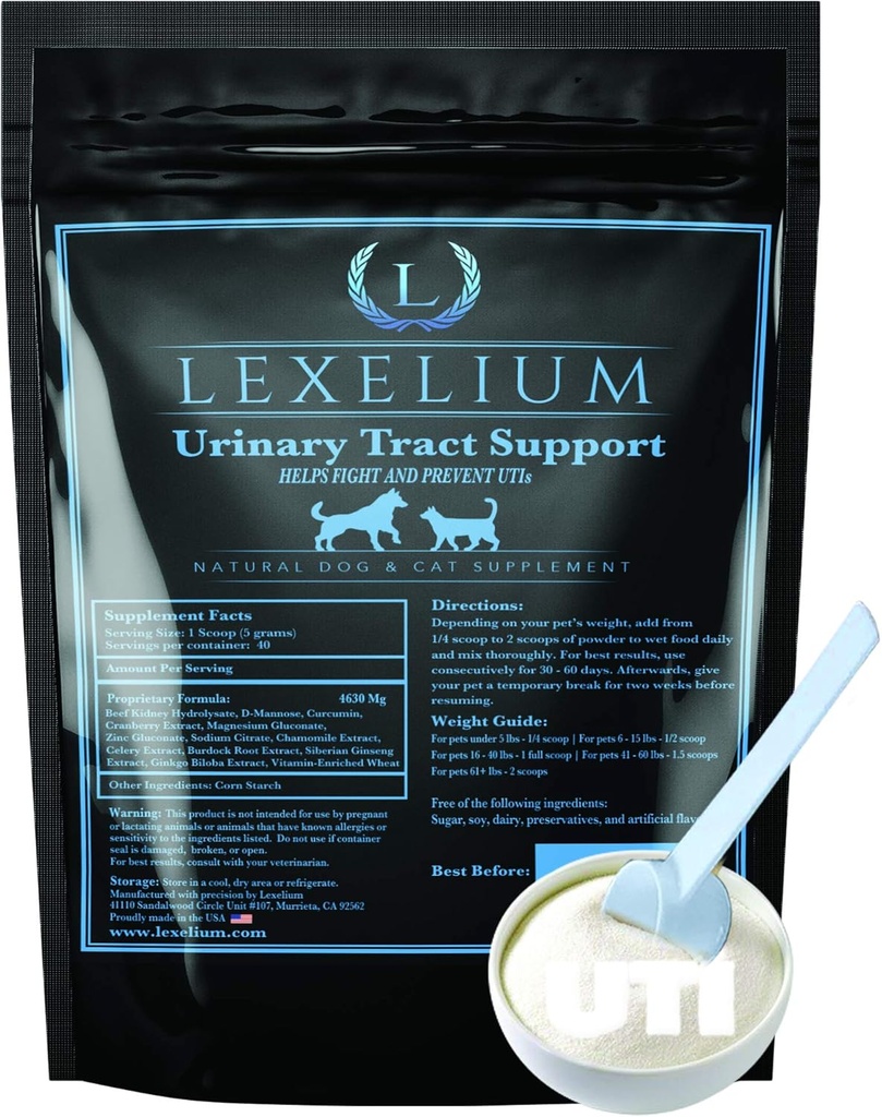 Organic Urin Tract infeksjon UTI Støtte for hunder og katter - Forsterket med Cranberry, D Mannose, og Curcumin - Optimerer Nyre & Bladder funksjon - Kan hindre nyre/Bladder steiner - 200 G