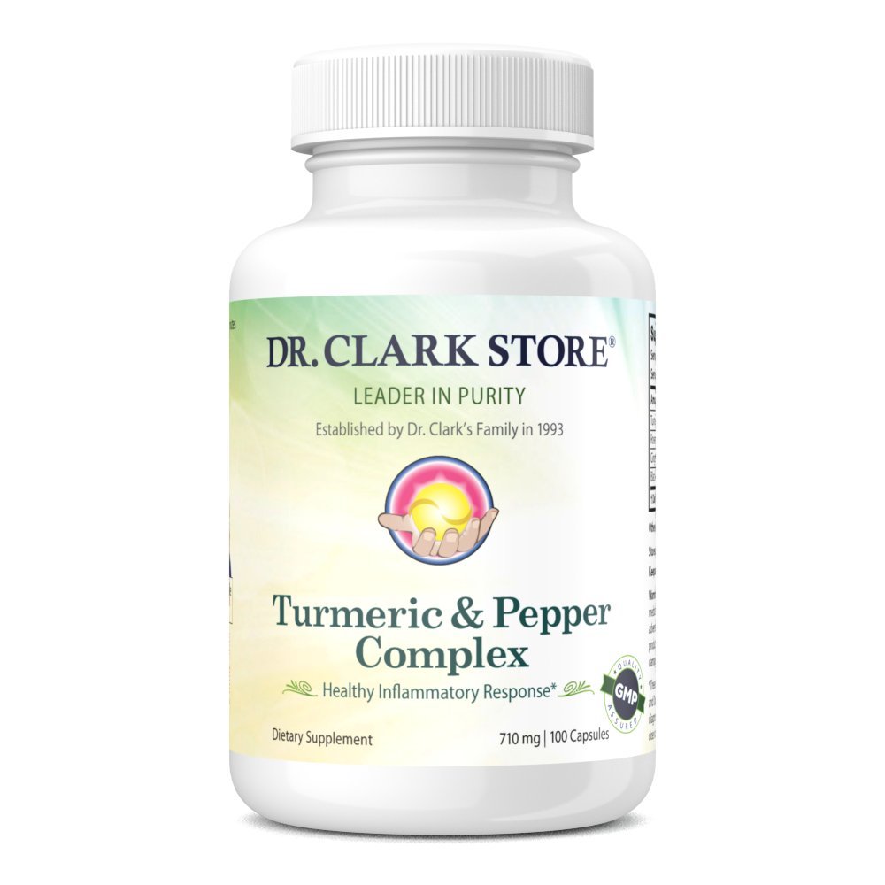 Dr. Clark Store Turmeric & Black Pepper Extract – 710mg, 100 kapsler, immunstøtte, Antioksidant, Digestion Helse Supplement for voksne