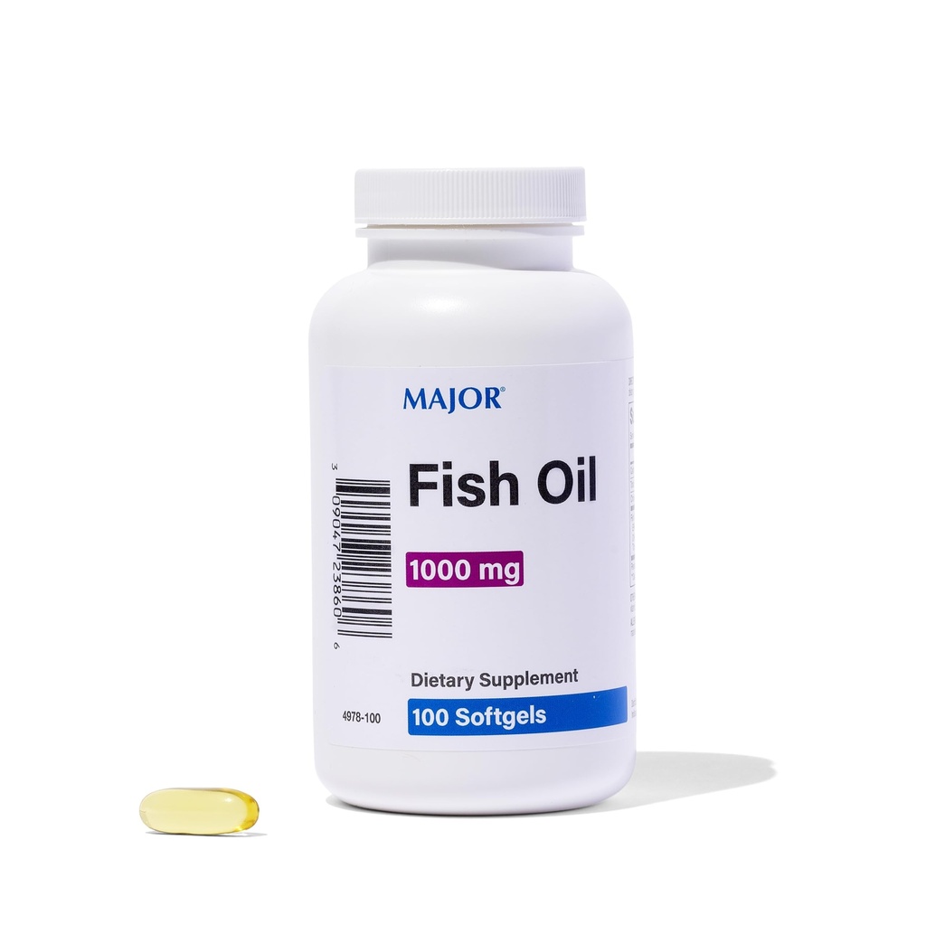 MAJOR Omega-3 Fiskeolje - Fiskeolje Supplement 1000mg - 100 Softgels (1-Pack)