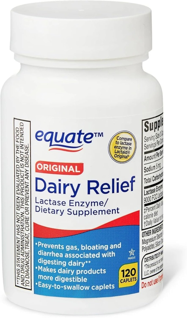 Lactase Enzyme, 120 piller av ekvat (Pack of 1) + klistremerke