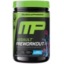 MusclePharm Assault Pre trening pulver for menn og kvinner - Energi og styrke øker pre-arbeid kosttilskudd med Beta alanine, koffein, kreatin og Betaine Anhydrous - 30 serveringer, Blå bringebær Flavor
