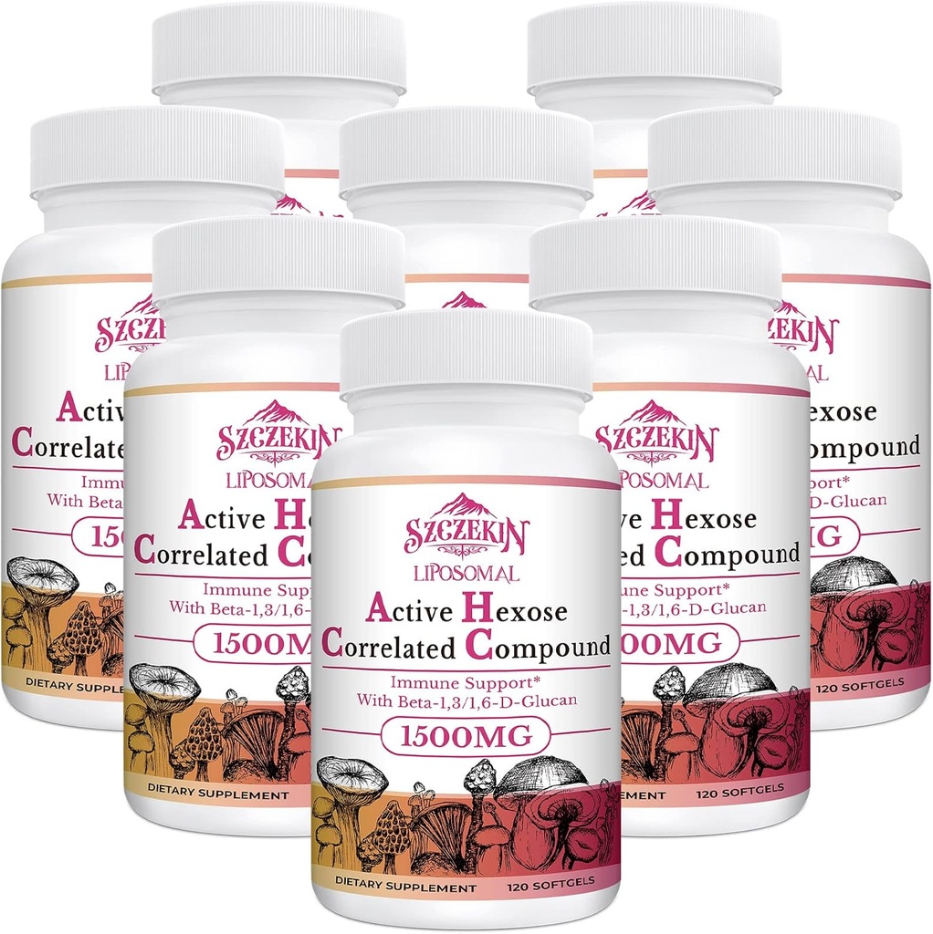1500mg Liposomal Active Hexose Correlaterte Supplement, 960 Myke Gels Beta-Glucans med naturlig Mushroom Extract, Immunsystem, Leverfunksjon, opprettholde T-Cell & Killer Cell Aktivitet