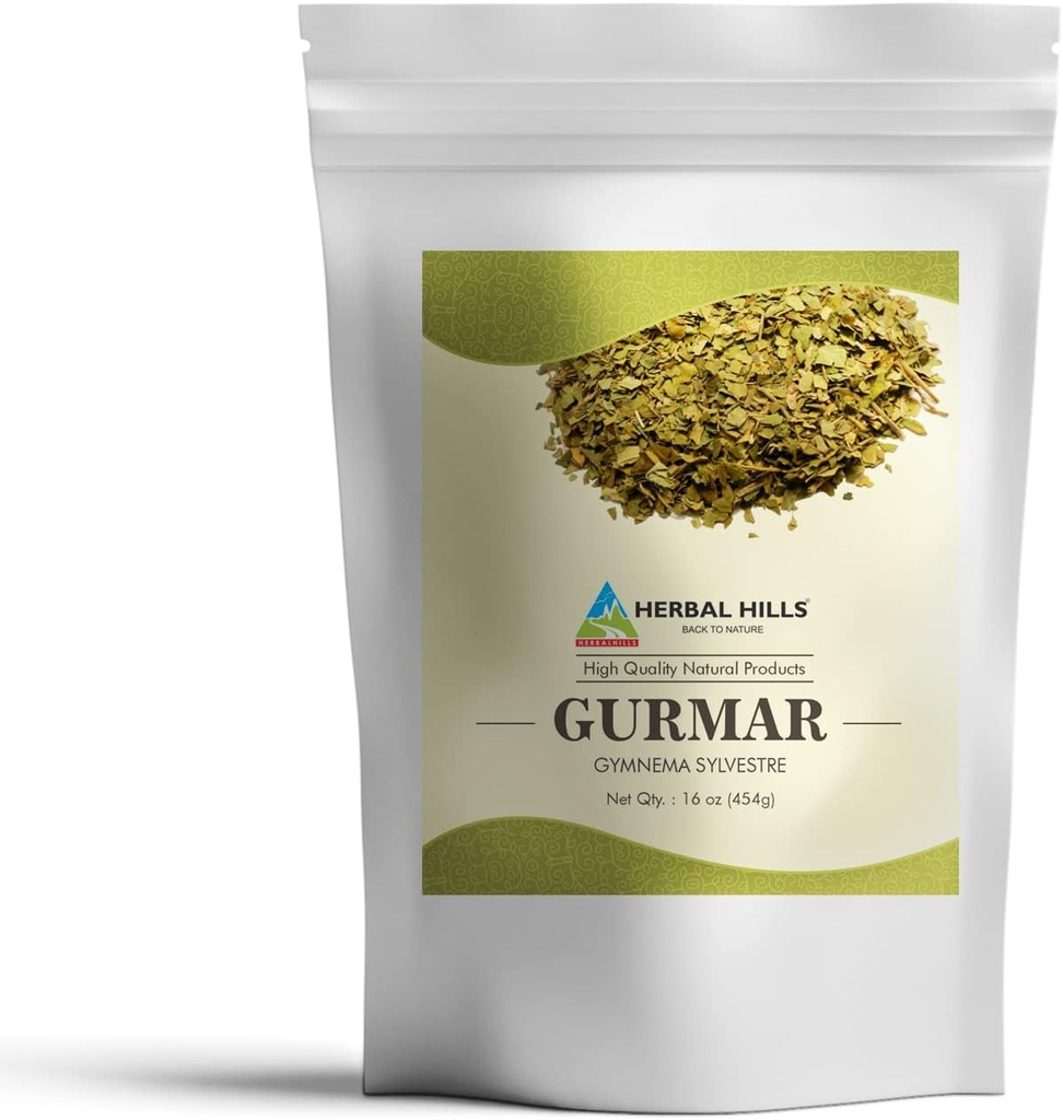 HERBAL HILLS Gurmar Powder (Gymnema sylvestre/Naturlig Gudmar Leaf/Leaves Powder) | 16 Oz (454 GMS) | Hjelp til å opprettholde normale glucosenivåer