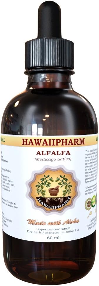 HawaiiPharm Alfalfa Liquid Extract, organisk Alfalfa (Medicago Sativa) Tørket Leaf Tinktur Supplement 4 oz