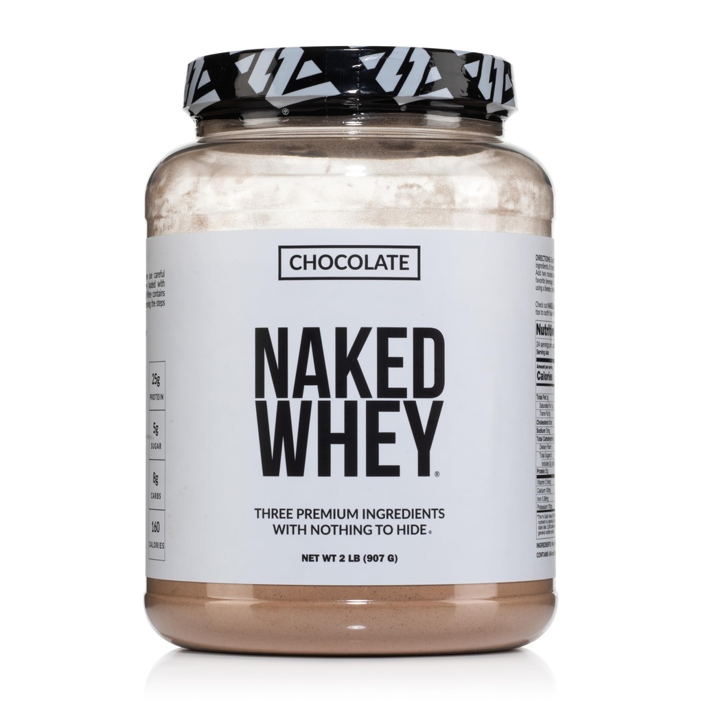 Naked Whey Sjokoladeprotein pulver - bare 3 ingredienser - Grass Fed Whey Protein pulver, økologisk sjokolade og økologisk kokos sukker, ingen GMO, ingen soya og glutenfri - 24 serveringer