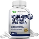 Premium Magnesium Glycinate 425mg - 180 Vegan Capsules - Hjelper med stress relief, søvn, muskelkramper og sunn hjerte