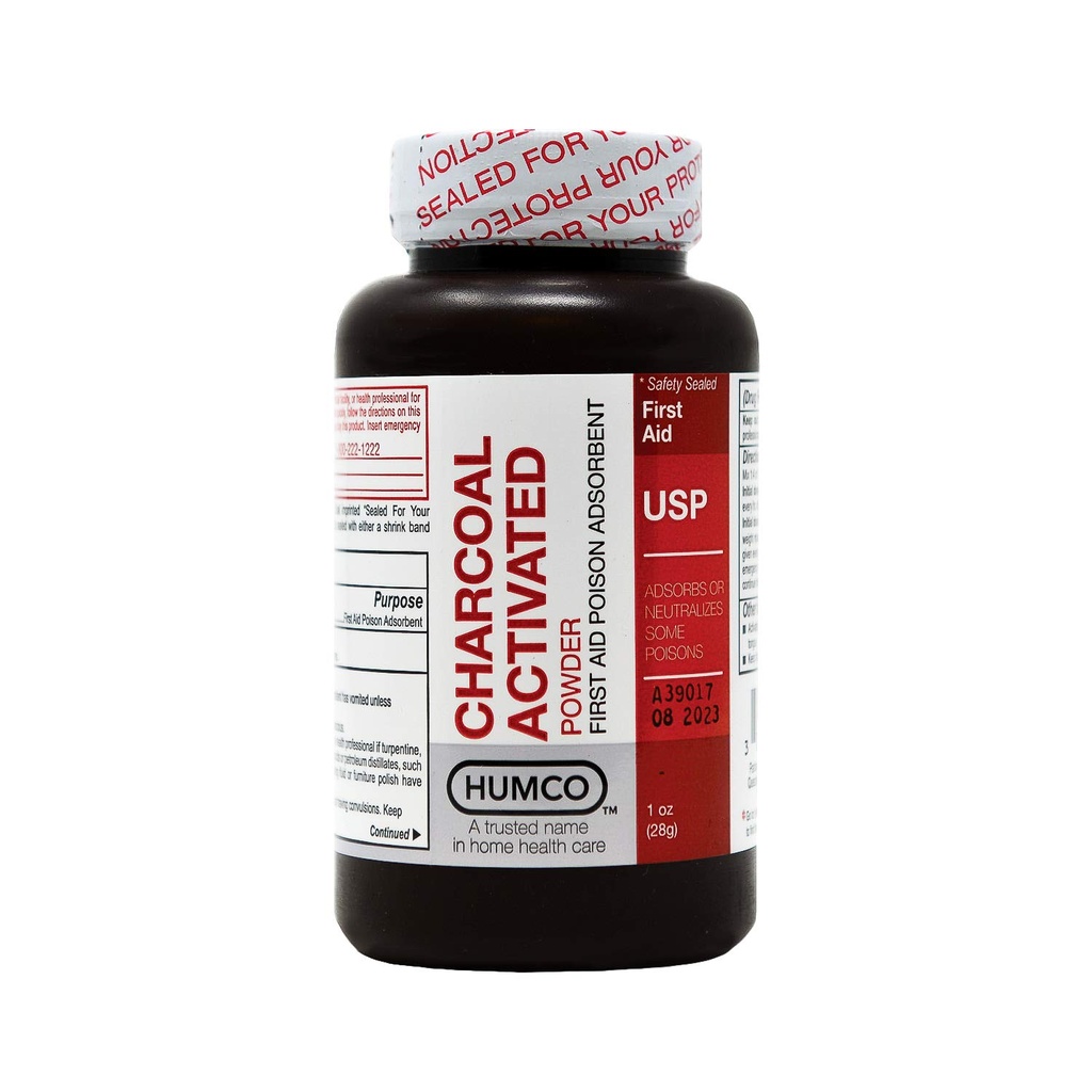 HUMCO Aktivert Charcoal pulver, USP, 1oz