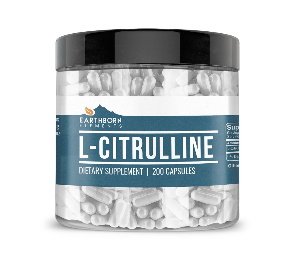 Jordbårne elementer naturlig produsert L-Citrullin, 200 kapsler, Lab-Tested, Ingen stearates eller Rice Fillers