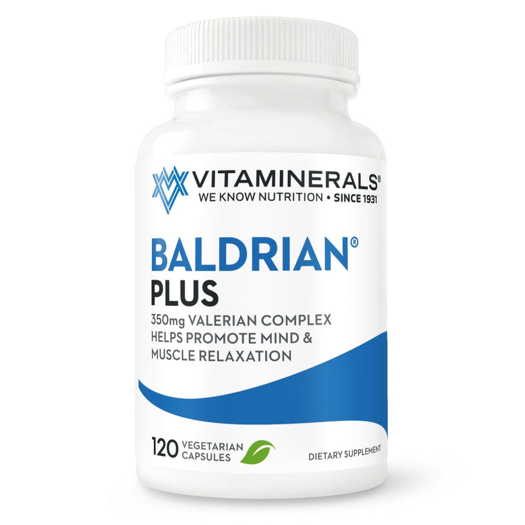 Vitaminer 33+ Baldrian® Plus naturlig avslappende støtte Standardisert Valerian Extract (120)