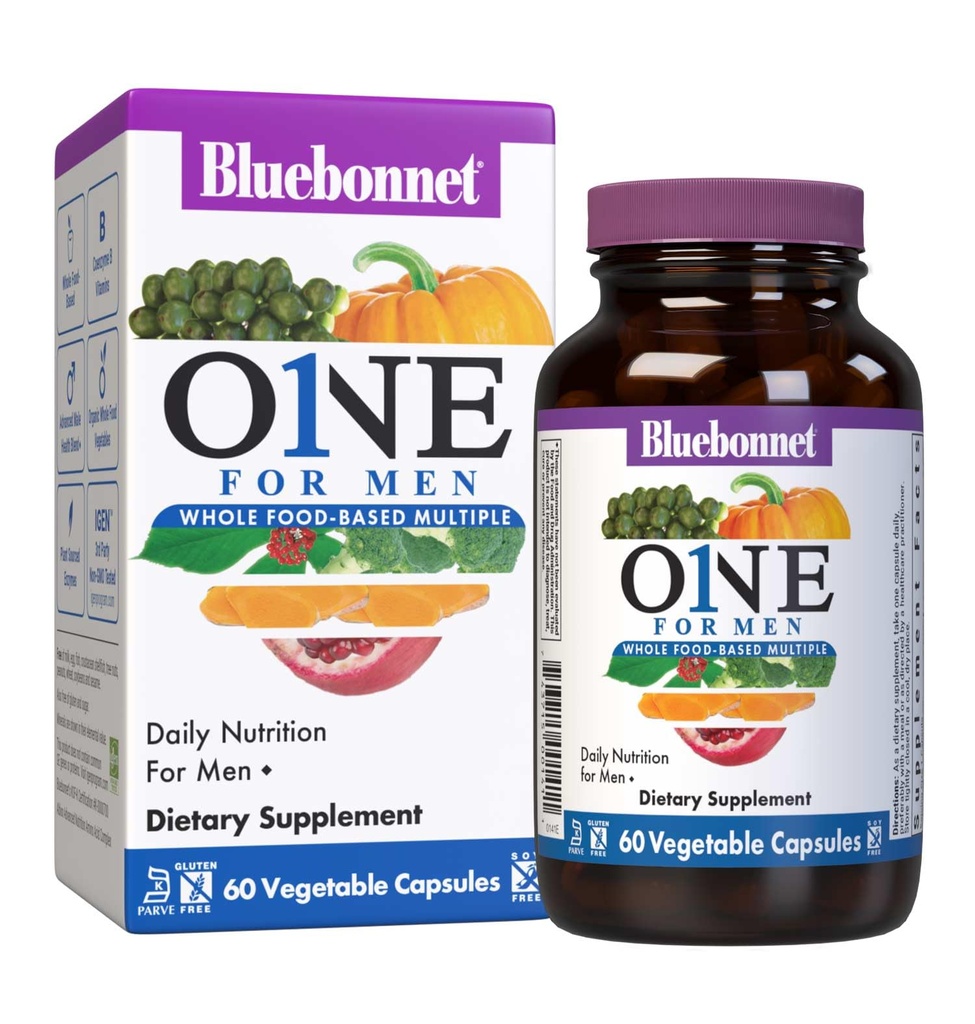 Blåbonnet ernæring menns en grønnsaker Capsule, Hele maten Multiple, K2, Økologisk, Energi, Vitalitet, Ikke-GMO, Gluten, Soya og Melk Gratis, Kosher, 3 måneders forsyning, 90 greve