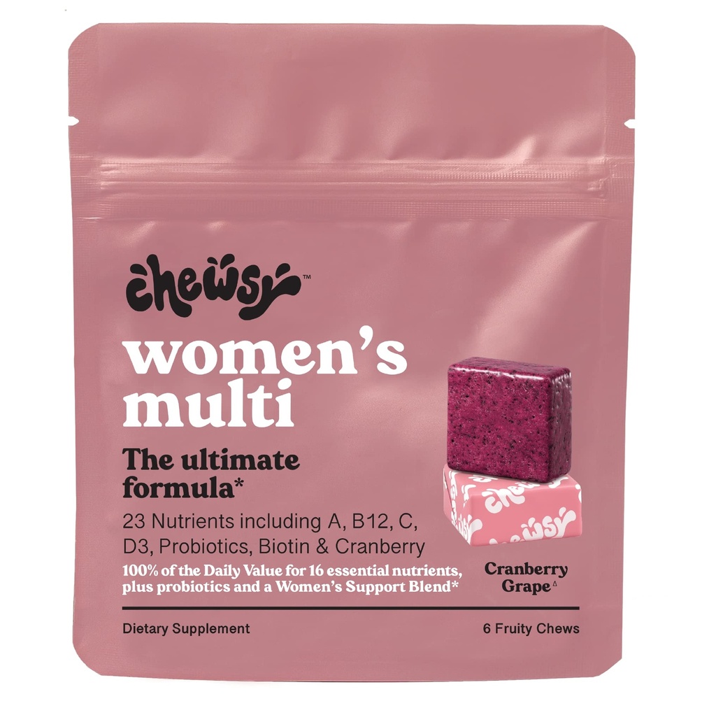 Chewsy - Kvinners Multivitamin Chews - Immun and Energy Support, vitaminer C, B12, A, D, E, Folinsyre, Probiotika, Biotin - 6-dagers forsyning