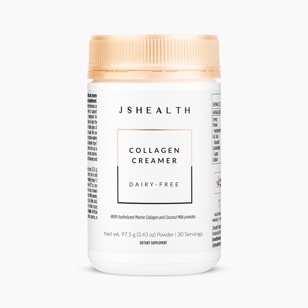 JSHealth Collagen Creamer - Vanilla Collagen Creamer for kaffe - Dammfri sunn kaffe creamer, 30 serveringer av Marine Collagen Peptides