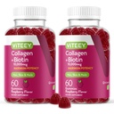 Viteey Collagen Gummies med Biotin Gummies for hår og negler vitaminer - Biotin og kollagen kosttilskudd for kvinner og menn - Vegan, Glutenfri – 120 greve