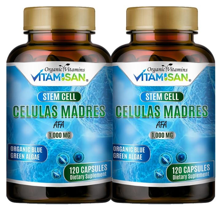 2 Celulas Madres AFA Stem Naturlig Cell 120 Kapsler 1000 mg Blå Grønn Algae Ikke GMO Glutenfri Aphanizomenon Flos-aquae Bio celula Madre Supplement