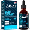 Liver Cleanse Detox & Reparasjon - Herbal Liver Support Melk Thistle Supplement - Silymarin Melke Thistle Supplement med Dandelion Root, Chanca Piedra, Turmeric Root & Artichoke Extract - 2 Fl Oz av E2H