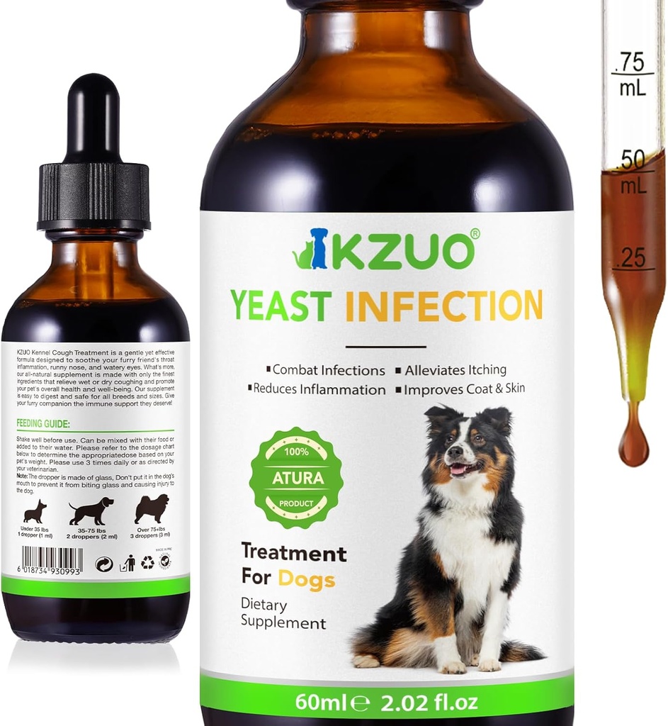 Naturlig Yeast Infeksjonsbehandling for hunder - Effektiv hundeøre infeksjon behandling og allergi lindring, reduserer betennelse, alleviater kløe, bekjemper infeksjoner, forbedrer Coat & hud