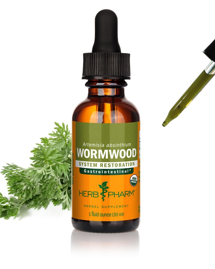 Herb Pharm Certified Organic Wormwood flytende ekstrakt for Digestive System Support - 1 Ounce