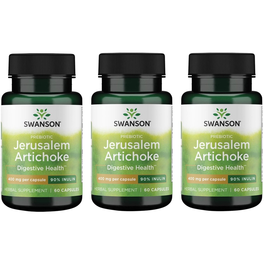 Swanson Prebiotiske Jerusalem Artichoke - 90% Inulin 400 mg 60 Caps (3 pakke)