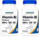 Nutricost vitamin B2 (Riboflavin) 400 mg, 120 kapsler (2 flasker)