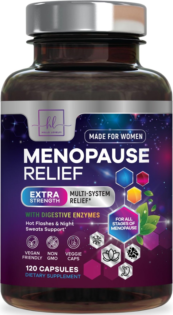 Menopause Supplements for kvinner med Dong Quai, Chaste Berry, Black Cohosh, 8 milliarder CFU Probiotika - Hot Flash Night Sweats & Menopause Relief Probiotic for Vaginal, Digestive Helse - 120 kapsler