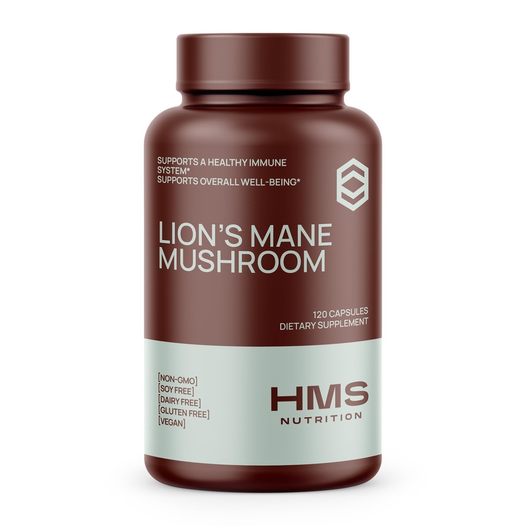 Lions Mane Supplement Capsules, Lions Mane Mushroom for immunstøtte, minne og fokus Supplement, 1000 mg per servering, ikke-GMO Vegan, 120 kapsler, 2 måneders forsyning