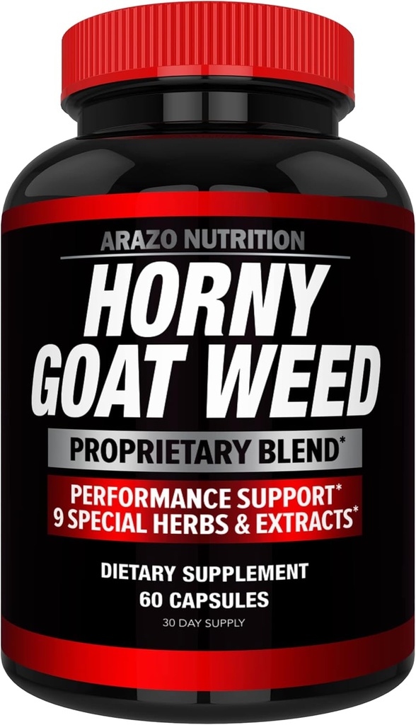 Arazo ernæring Premium Horny Goat Weed ekstrakt med Maca Root, Ginseng, Muira Puama og L-Arginine - for menn og kvinner - 100% ren herbal ernæringstilskudd