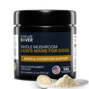 FOUR LEAF ROVER - Lion's Mane Mushrooms for Hunde - støtter sunne hjerner og nervesystem i hunder i alle aldre - organiske hele mushrooms - 3. part testet - 60 dagers stor hundeforsyning