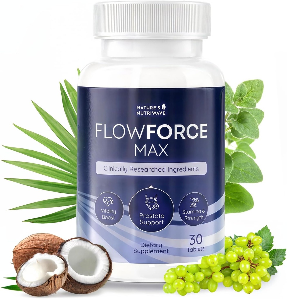 FlowForceMax Herbal støtte supplement - Naturlig plantebasert formel med sådde Palmetto ekstrakt | 30 Chewable tabletter, 1 måneds forsyning, laget i USA
