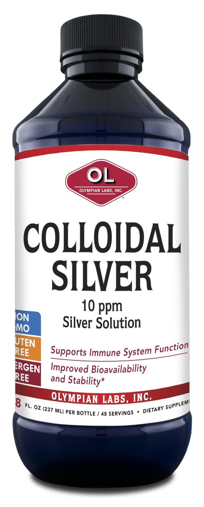 Olympian Labs Colloidal Silver 8floz 45 Serveringer - 10ppm Rengjort Biotilgjengelig