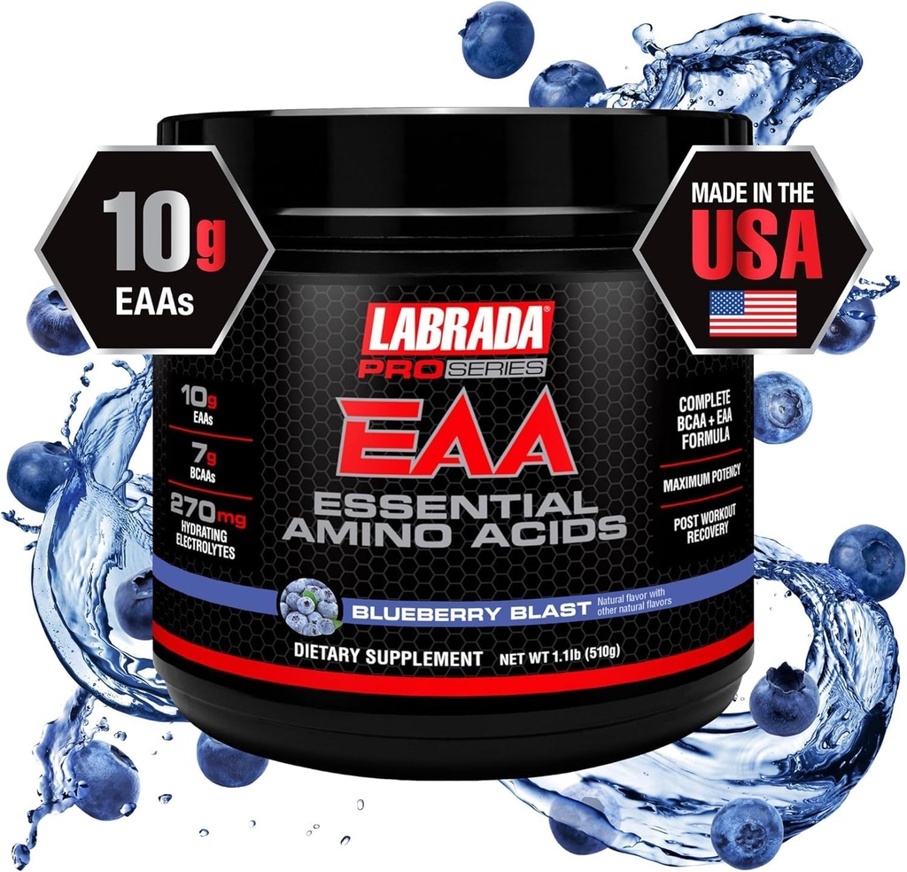 Pro Series EAA Maksimal potens Komplett Essential Aminosyre Hydrating formel med 10g EAAs 7g BCAA & 270mg Hydrating Elecrolytes Recovery og ytelse (Blueberry Blast)