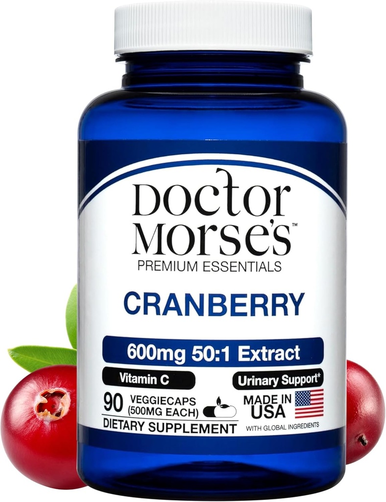 Cranberry Supplement piller for kvinner og menn, 30000mg styrke, urinveistrakt støtte med vitamin C, laget i FDA-registrert, NSF-sertifisert anlegg, generell helsestøtte, 90 kapsler