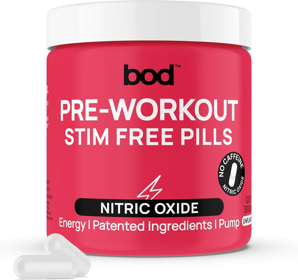 BOD pre trening piller med naturlig grønn te, elektrolyter, L-theanine, beet rot, støtter energi, utholdenhet, treningsytelse med ingen Jitters eller krasj, Vegan pre trening for kvinner og menn, 120Pills