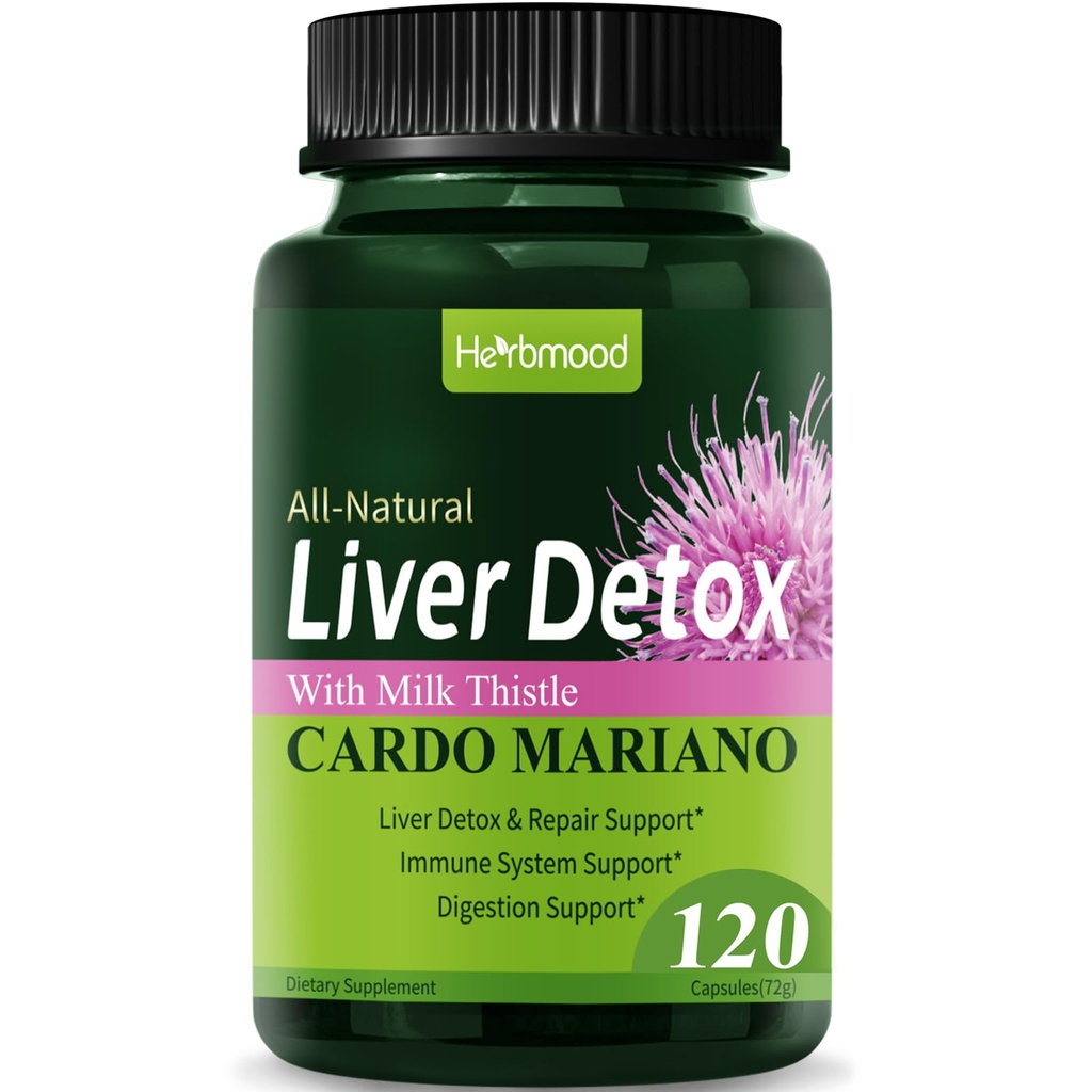 Silymarin Mjølk Thistle Liver Detox kapsler for fettlever, Alcachofa y Cardo Mariano con Silimarina para el Higado Graso, Liver Cleanse Detox & Repair Formula w/Artichoke ekstrakt. 120 greve