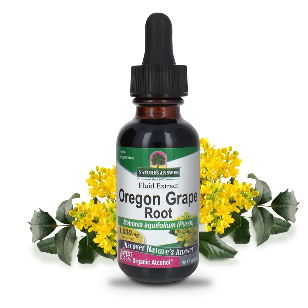 Naturens svar Oregon Grape Root med lav organisk-Alcohol 1oz Extract | Støtter total velvære | Vegan, ikke-GMO, Glutenfri, Kosher | Single Count