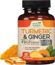Gurkemeie Curcumin Supplement 2600mg - med organisk ginger og gurkemeie, 95% curcuminoids, BioPerine Black Pepper for beste absorpsjon, Naturens vegan felles støtte, ikke-GMO, flaske i USA - 60 kapsler