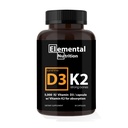Vitamin K2 med D3 Ekstra Styrke Supplement Bone | Hjerte Helse Non-GMO formel 5000 IU vitamin D3 125 mcg og 100 mcg vitamin K2 | lett å svelge vitamin K & D, 30 kapsler.