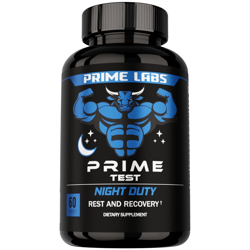 Prime Labs Night Duty - Natttid Testosteron Booster & søvn støtte - PM hvile og muskel gjenoppretting kosttilskudd - 60 greve