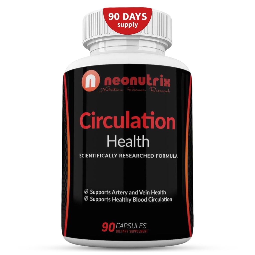 Blod sirkulasjon Helse Supplement for Vein Helse og Arteri Helse - L-Arginine, Ginger Root, Hawthorn & Diosmin Cardiovaskulære Supplement - Naturlig sirkulasjon Kosttilskudd - 90 Kapsler av Neonutrix