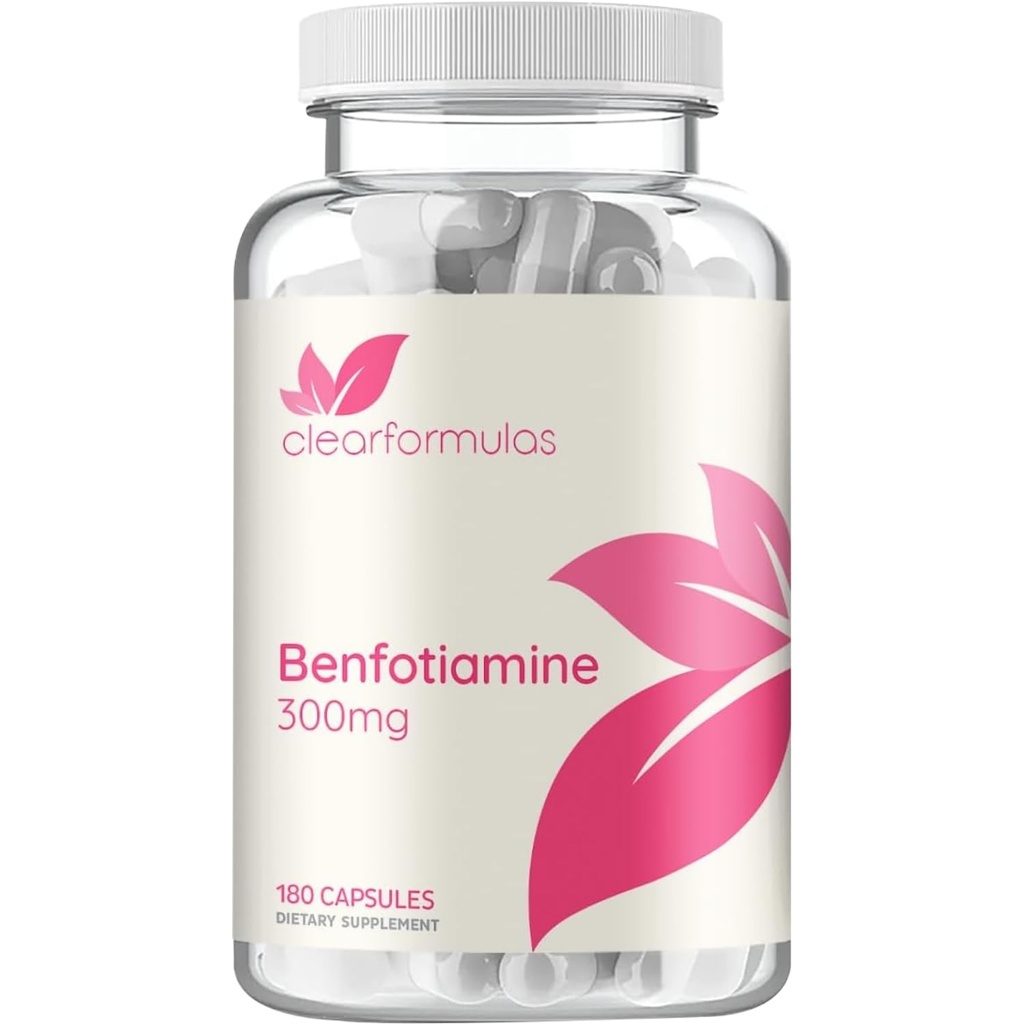 Høy absorpsjon Vitamin B1 Benfotiamin 300mg - Benfotiamin Supplement for Glycation Heart og Nerve Støtte - Vegansk ikke-GMO & Glutenfri fettløselig Thiamin B1 Supplement (180 Serveringer)