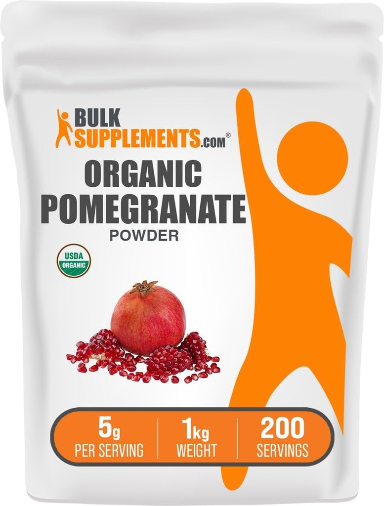 BulkSupplements.com organisk pomegranat pulver - Pomegranat Supplement for immunstøtte, Herbal Supplement - Glutenfri, 5g per servering, 1kg (2,2 lbs) (Pack of 1)