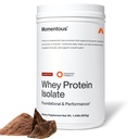 Momentous Essential Grass-Fed Whey Protein Powder - 20 g Whey Isolate Protein - NSF Certifisert for Sport - Glutenfri - 24 Services for essensiell daglig bruk - Sjokolade - Pakke May Vary