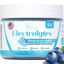 Null sukker - Sour Blue Candy Electrolytes pulver - Forfriskende Hydration - Koffeinfri energi - Alle naturlige ingredienser - Vegan, Keto & Paleo - sukkerfri elektrolyte pulver drikk blanding - 30 Serveringer