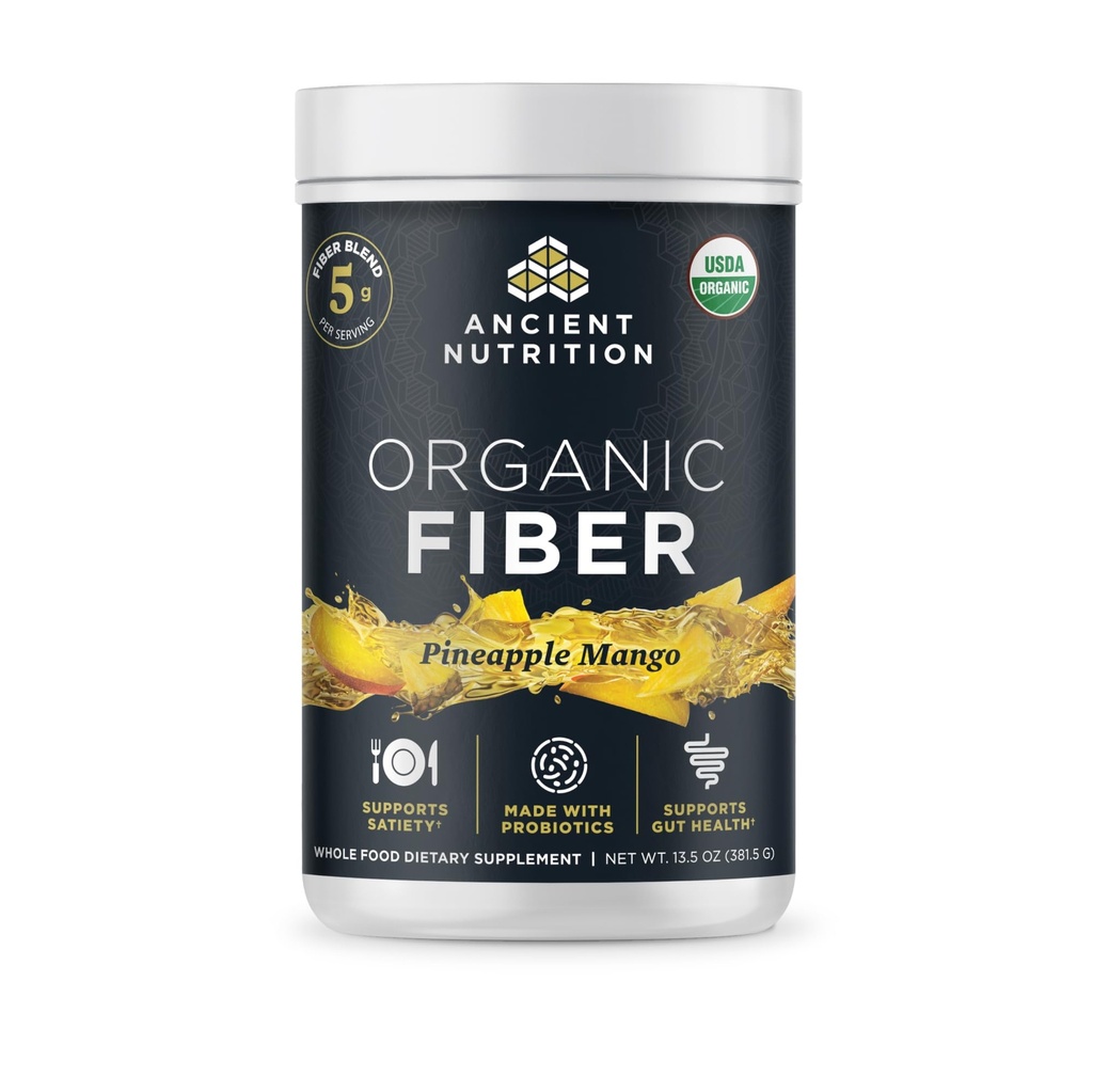 Gamle Nutrition Organic Fiber Powder, Pineapple Mango, Oppløselig Fiber fra Acacia & Konjac Root, støtter Digestive Helse, Reduserer Bloating, 13,5 oz